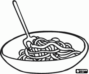 Colorear Plato de espaguetis con el tenedor listo