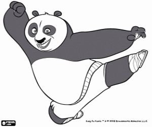 Colorear Po, el panda gigante fan�tico del Kung Fu, entrenando para convertirse en maestro guerrero