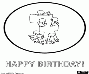 Colorear Postal de cumplea�os para ni�os de 7 a�os con animales