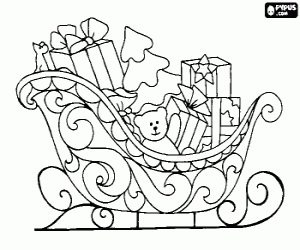 Colorear Precioso trineo navide�o cargado de regalos de Navidad