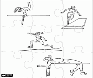 Colorear Puzzle de Atletismo - Saltos con p�rtiga, de longitud, triple salto y salto de altura