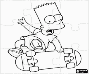 Colorear Puzzle de Bart Simpson cayendo del monopat�n o skateboard