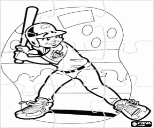 Colorear Puzzle de Beisbol - Rompecabeza de Bateador preparado