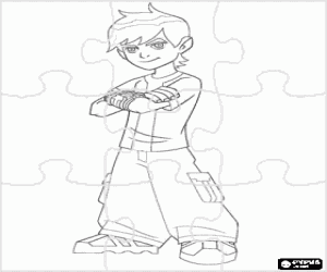 Colorear Puzzle de Ben 10 o Ben Tennyson con el dispositivo alien�gena Omnitrix que le permite transformarse en diversos extraterrestres