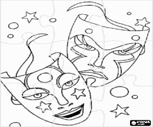 Colorear Puzzle de Carnaval - Rompecabezas de M�scaras cl�sicas