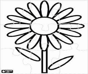 Colorear Puzzle de Flor simple - Rompecabezas de Una margarita