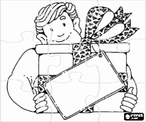 Colorear Puzzle de gran regalo para pap� con un lazo y una gran tarjeta