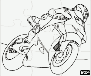 Colorear Puzzle de motociclismo de velocidad - MotoGP con piloto