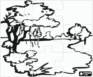 Colorear Puzzle de Un lago con vegetaci�n