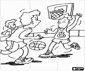 Colorear Puzzle de un partido de baloncesto
