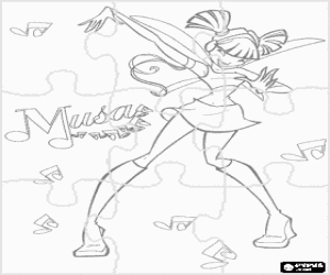 Colorear Puzzle de Winx Club, Musa, Hada de la m�sica y el sonido