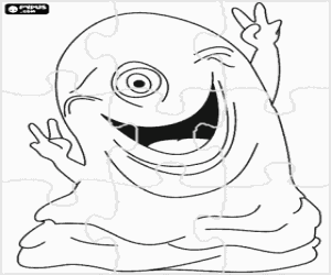 Colorear Puzzle del monstruo B.O.B muy contento y feliz, la masa gelatinosa indestructible