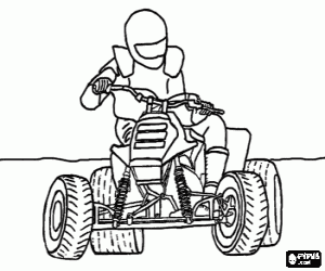 Colorear Quad o cuatrimoto circulando con el piloto protegido con el casco reglamentario