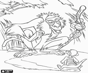 Colorear Rafiki y Tim�n conversando tranquilamente