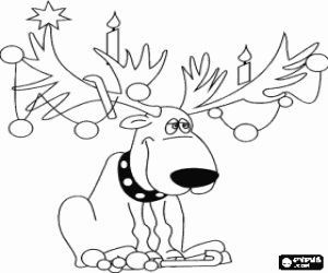 Colorear Reno adornado con decoraci�n de Navidad