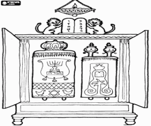 Colorear Rollos de la Tor� en el interior del Cofre Sagrado (Ar�n haKodesh) que est� orientado hacia Jerusal�n