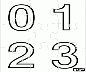 Colorear Rompecabezas de las cifras o n�meros 0, 1, 2 y 3