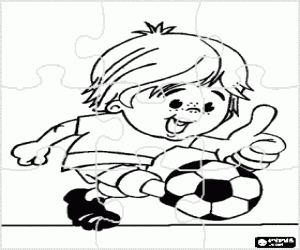 Colorear Rompecabezas de Ni�o jugando a futbol