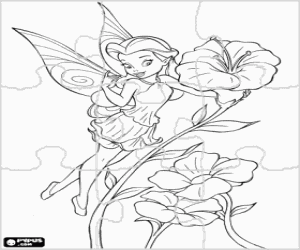 Colorear Rosetta, la hada del jard�n, volando al lado de unas flores