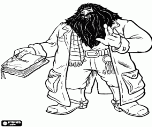 Colorear Rubeus Hagrid, un semi-gigante que es el guardabosques de Hogwarts