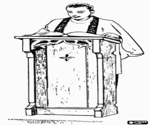 Colorear Sacerdote detr�s del atril