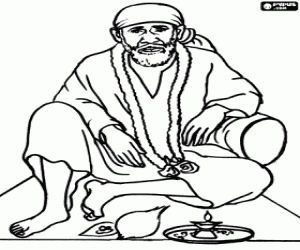 Colorear Sai Baba de Shirdi, el gur� indio, yogui y faquir que es considerado por sus seguidores como un santo