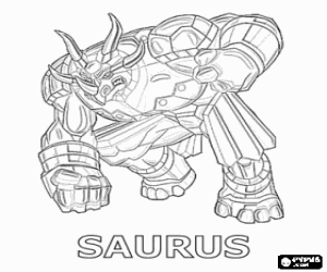 Colorear Saurus es un Bakugan humanoide triceratops 