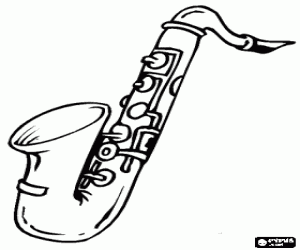 Colorear Saxo o saxof�n, instrumento musical de viento