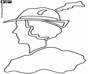 Colorear Silueta de mujer con sombrero 