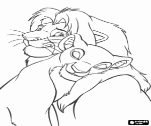 Colorear Simba y Nala enamorados