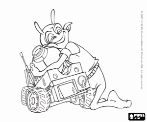 Colorear Skiff, el mejor amigo de Lem abrazando a Robot Rover