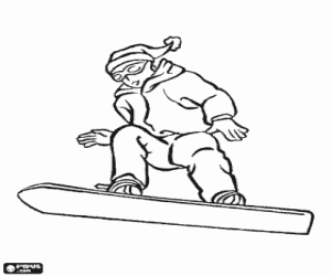 Colorear Snowboarder en un salto
