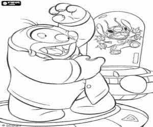 Colorear Stitch capturado por el Dr. Jumba