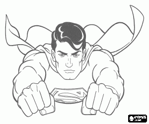 Colorear Superman, el superh�roe volando