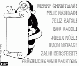 Colorear Tarjeta navide�a con Pap� Noel 