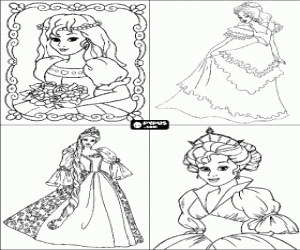 Colorear Tarjetas invitaci�n para fiesta de cumplea�os con dibujos de princesas