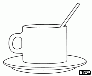Colorear Taza con platito y cucharilla