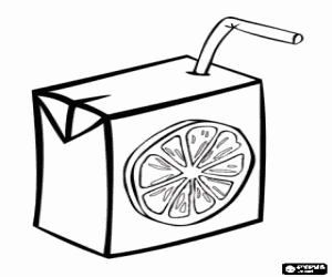 Colorear Tetra brik individual o cart�n de zumo de fruta con una ca�ita para beber