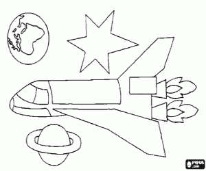 Colorear Transbordador espacial en el espacio - Space shuttle