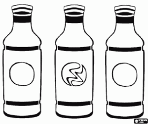 Colorear Tres botellas de bebidas o refrescos