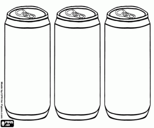 Colorear Tres latas de bebida como refrescos con gas o cerveza