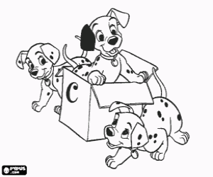 Colorear Tres perritos d�lmatas jugando