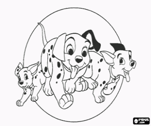 Colorear Tres perritos d�lmatas