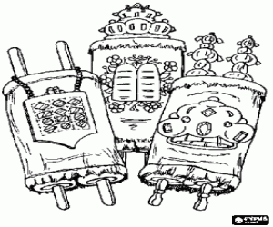 Colorear Tres rollos de la Tor� o Torah, texto sagrado del juda�smo