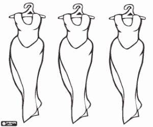Colorear Tres vestidos largos de noche para mujer elegante 
