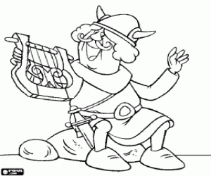 Colorear Ulme, el vikingo poeta siempre dispuesto con su lira