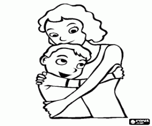 Colorear Un abrazo del hijo a mam�, que buena idea como regalo