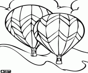 Colorear Un par de globos volando sobre las monta�as