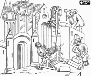 Colorear Una catedral g�tica en construcci�n