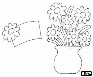 Colorear Una tarjeta de felicitaci�n para mam� decorada con flores